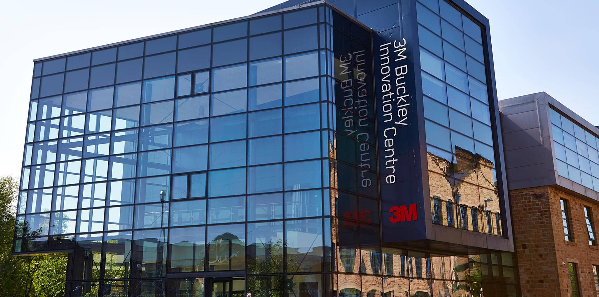 A banner image of the 3M buckley innovation center taken from the road outside for use at the top of web pages