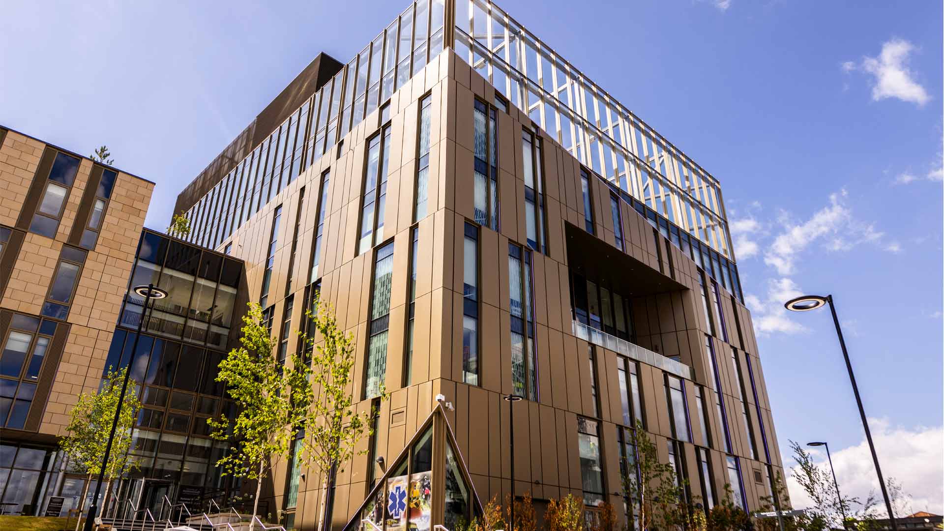 Exterior of Daphne Steele Building on our brand new National Health Innovation Campus.