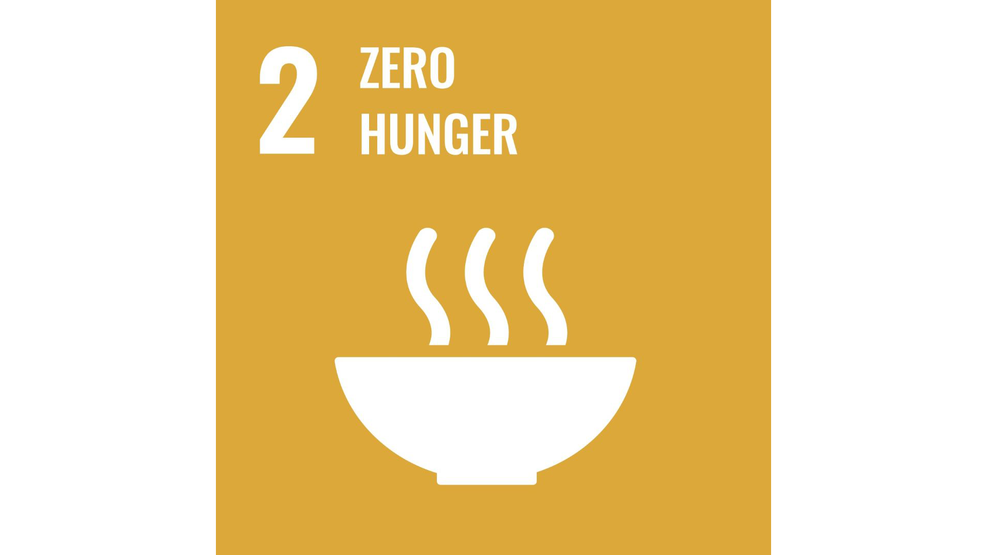 Graphic of the logo for UN SDG 2 - Zero hunger