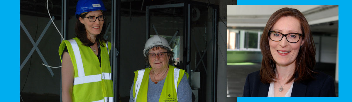 New HHLC Director Emma King with Holocaust survivor Iby Knill during construction of the new centre