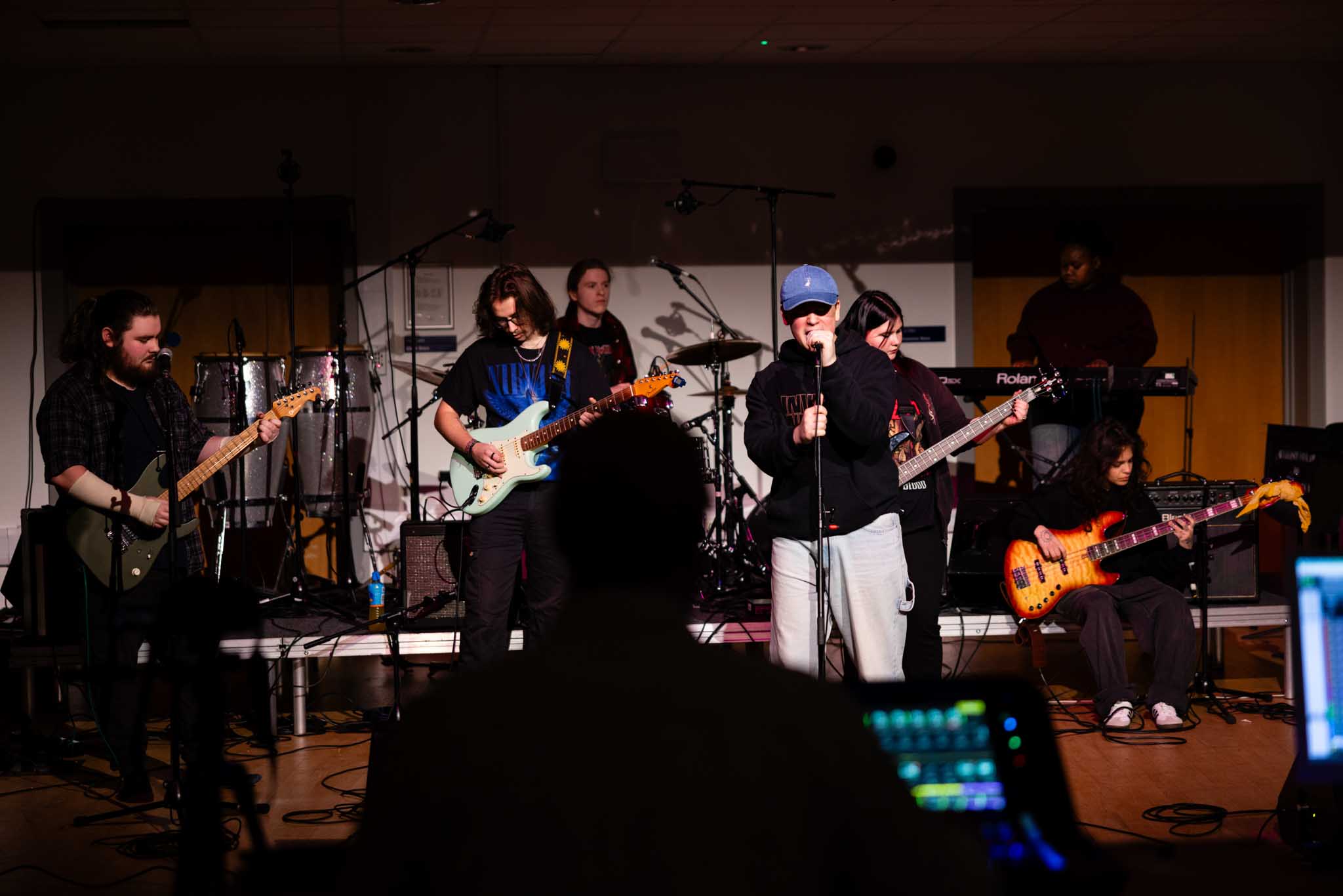 Band performing at venue