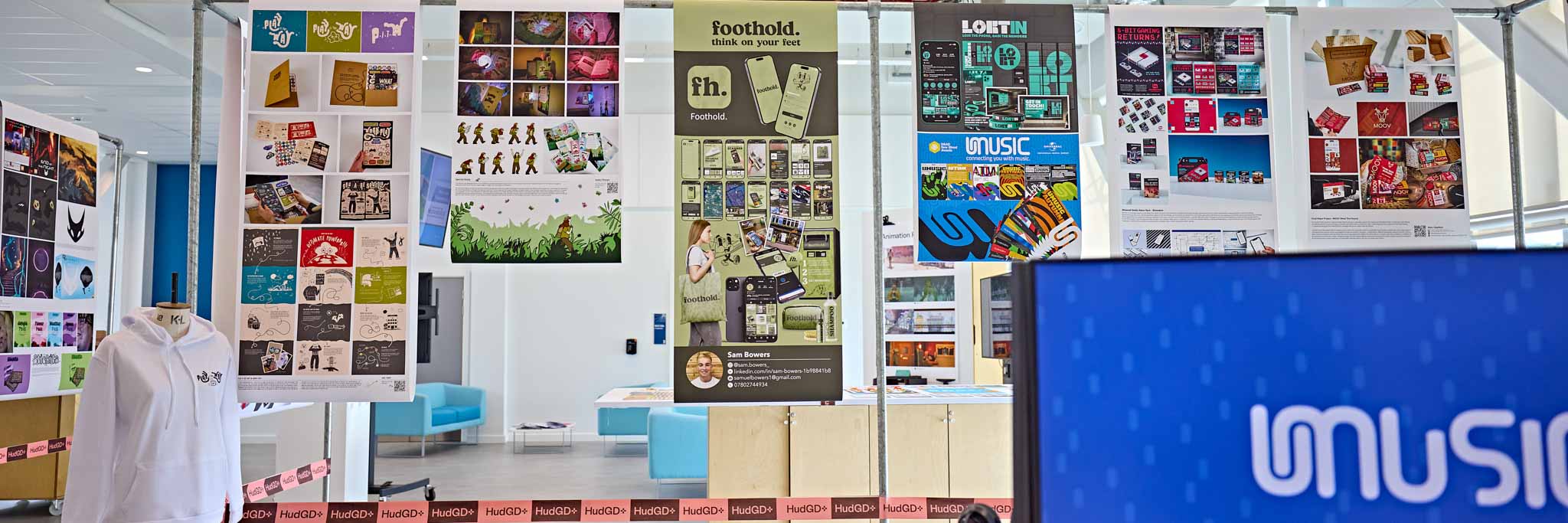 Image of student work displayed at the design studio at The University of Huddersfield