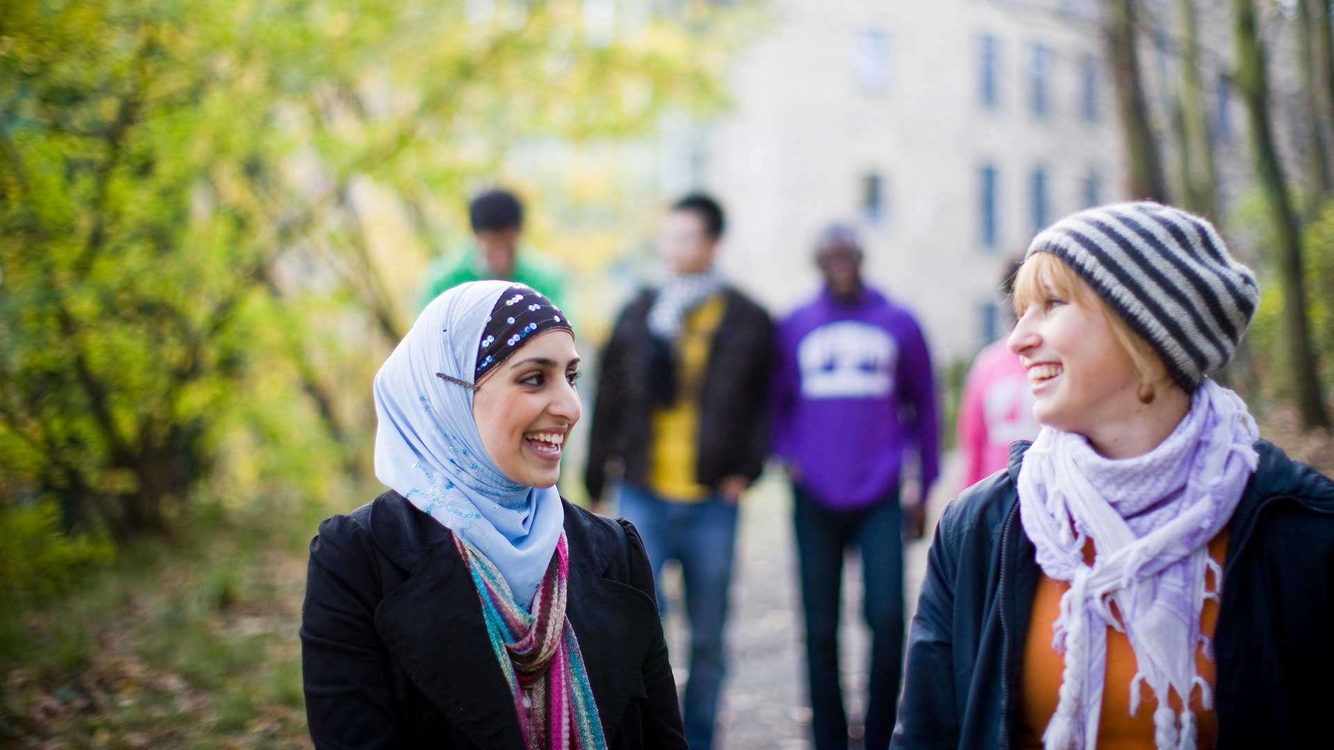 Smiley students on campus