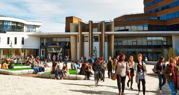University Plaza with students